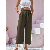 Women's Holiday Daily Casual Vintage Style Solid Color Ankle-Length Button Casual Pants main image 3