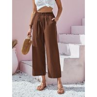 Women's Holiday Daily Casual Vintage Style Solid Color Ankle-Length Button Casual Pants main image 4