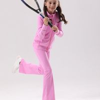 Simple Style Solid Color Nylon Turtleneck Active Sets Coat Flared Pants main image 3