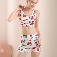 Cute Cherry Strawberry Polyester U Neck Active Sets Racerback Tank Tops Jogger Pants main image 5