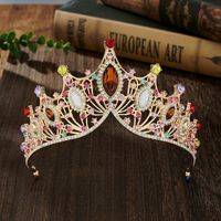 Elegant Lady Crown Alloy Plating Inlay Artificial Gemstones Crown sku image 1