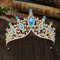 Elegant Lady Crown Alloy Plating Inlay Artificial Gemstones Crown sku image 6