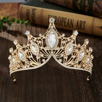 Elegant Lady Crown Alloy Plating Inlay Artificial Gemstones Crown sku image 9