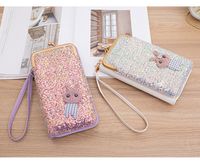 Women's Cartoon Solid Color Pu Leather Sequins Lock Clasp Wallets main image 4