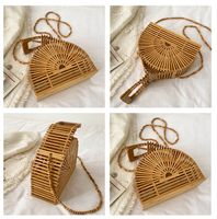Women's Medium Bamboo Weaving Solid Color Vacation Classic Style Hollow Semicircle Magnetic Buckle Crossbody Bag main image 5