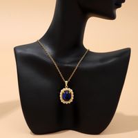 Wholesale Elegant Lady Classic Style Geometric Copper Inlay 18K Gold Plated Zircon Pendant Necklace main image 4
