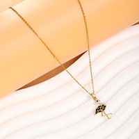 Wholesale Cute Lady Classic Style Flamingo Copper Inlay 18K Gold Plated Zircon Pendant Necklace main image 4