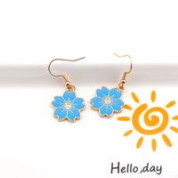 1 Pair Cute Sweet Simple Style Flower Alloy Drop Earrings sku image 1