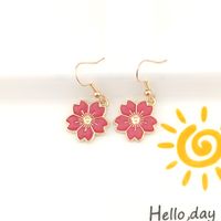 1 Pair Cute Sweet Simple Style Flower Alloy Drop Earrings sku image 3