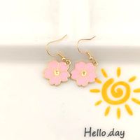 1 Pair Cute Sweet Simple Style Flower Alloy Drop Earrings sku image 5