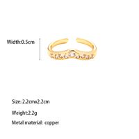 Copper Brass Gold Plated Glam Vintage Style Plating Inlay Geometric Cross Zircon Open Rings sku image 3