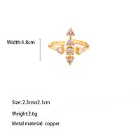 Copper Brass Gold Plated Glam Vintage Style Plating Inlay Geometric Cross Zircon Open Rings sku image 1