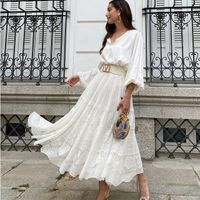 Summer Simple Style Solid Color Polyester Maxi Long Dress Skirts main image 6