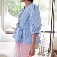 Women's Blouse Half Sleeve Blouses Printing Stripe Elegant Plaid Solid Color Bow Knot main image 4