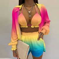 Holiday Beach Women's Vacation Gradient Color Tropical Solid Color Polyester Printing Pants Sets Shorts Sets main image 1