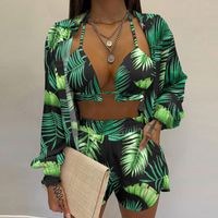 Holiday Beach Women's Vacation Gradient Color Tropical Solid Color Polyester Printing Pants Sets Shorts Sets main image 4