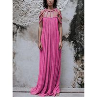 Women's Party Dress Sexy Round Neck Sleeveless Solid Color Maxi Long Dress Holiday Banquet Bar main image 2