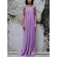 Women's Party Dress Sexy Round Neck Sleeveless Solid Color Maxi Long Dress Holiday Banquet Bar main image 4