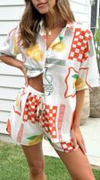 Daily Beach Women's Vacation Sun Fruit Linen Polyester Hemp Printing Pants Sets Shorts Sets main image 7