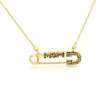 Copper 18K Gold Plated Casual Letter Zircon Necklace main image 6
