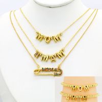 Copper 18K Gold Plated Casual Letter Zircon Necklace main image 1
