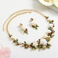 IG Style Sweet Flower K Gold Plated Enamel Rhinestones Pearl Alloy Wholesale Jewelry Set main image 5