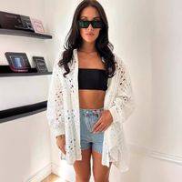 Women's Blouse Long Sleeve Blouses Hollow Out Streetwear Solid Color main image 1