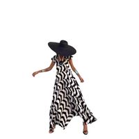 Women's Regular Dress Streetwear V Neck Printing Sleeveless Checkered Maxi Long Dress Holiday Outdoor Travel main image 2