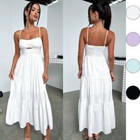 Women's Strap Dress Sexy Strap Ripped Sleeveless Solid Color Maxi Long Dress Holiday Beach Date main image 3