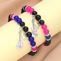 Wholesale Jewelry IG Style Shiny Pentagram Guitar Alloy Resin Rhinestones Beaded Inlay Bracelets main image 5