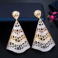 1 Pair Elegant Vintage Style Geometric Hollow Out Inlay Copper Zircon Drop Earrings main image 4