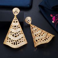 1 Pair Elegant Vintage Style Geometric Hollow Out Inlay Copper Zircon Drop Earrings main image 6