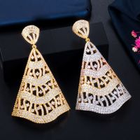1 Pair Elegant Vintage Style Geometric Hollow Out Inlay Copper Zircon Drop Earrings main image 5