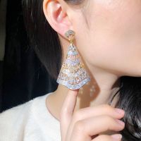 1 Pair Elegant Vintage Style Geometric Hollow Out Inlay Copper Zircon Drop Earrings main image 3
