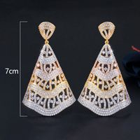 1 Pair Elegant Vintage Style Geometric Hollow Out Inlay Copper Zircon Drop Earrings main image 2