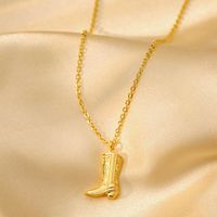Copper 14K Gold Plated White Gold Plated Casual Simple Style Boots Pendant Necklace main image 5