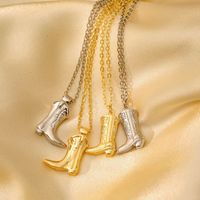 Copper 14K Gold Plated White Gold Plated Casual Simple Style Boots Pendant Necklace main image 3