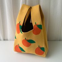 Women's Small Knit Fruit Basic Vintage Style Square Open Handbag sku image 1