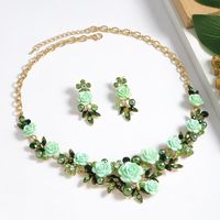 IG Style Sweet Flower K Gold Plated Enamel Rhinestones Pearl Alloy Wholesale Jewelry Set sku image 5