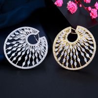 1 Pair Vintage Style Vacation Artistic Circle Hollow Out Inlay Copper Zircon Earrings main image 5