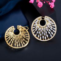 1 Pair Vintage Style Vacation Artistic Circle Hollow Out Inlay Copper Zircon Earrings main image 9