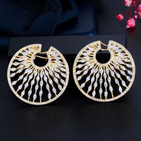 1 Pair Vintage Style Vacation Artistic Circle Hollow Out Inlay Copper Zircon Earrings main image 8