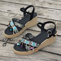 Women's Vacation Color Block Open Toe Ankle Strap Sandals sku image 4