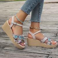 Women's Vacation Color Block Open Toe Ankle Strap Sandals main image 1