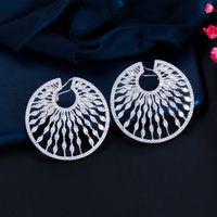1 Pair Vintage Style Vacation Artistic Circle Hollow Out Inlay Copper Zircon Earrings sku image 2