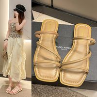 Women's Vacation Solid Color Open Toe Slides Slippers main image 3