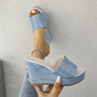 Women's Vacation Solid Color Open Toe High Heel Slippers main image 3