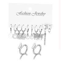 1 Set IG Style Simple Style Butterfly Inlay Alloy Rhinestones Pearl Drop Earrings Earrings main image 6