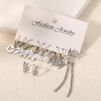 1 Set IG Style Simple Style Butterfly Inlay Alloy Rhinestones Pearl Drop Earrings Earrings main image 1