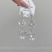 1 Pair Elegant Exaggerated Snowflake Copper Zircon Silver Plated Drop Earrings sku image 1